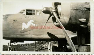 937 Wwii Nose Art Photo Nude Millie B - 25 Mitchell Bomber