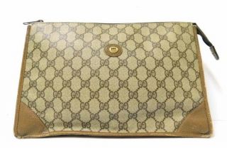 Authentic Gucci Gg Vintage 1983 Browns Zippy Business Clutch Bag Coated Canvas