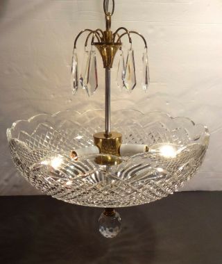 Vintage Waterford Crystal 3 Light Ceiling Pendant Light Made In Ireland