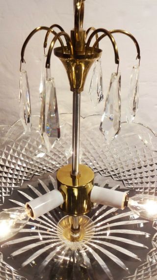 VINTAGE WATERFORD CRYSTAL 3 LIGHT CEILING PENDANT LIGHT MADE IN IRELAND 4