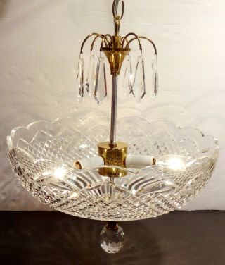 VINTAGE WATERFORD CRYSTAL 3 LIGHT CEILING PENDANT LIGHT MADE IN IRELAND 5