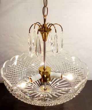 VINTAGE WATERFORD CRYSTAL 3 LIGHT CEILING PENDANT LIGHT MADE IN IRELAND 7