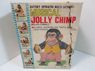 Vintage Daishin Musical Jolly Chimp No.  7061 In Origianl Box Open Plastic/Metal 3