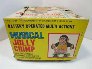 Vintage Daishin Musical Jolly Chimp No.  7061 In Origianl Box Open Plastic/Metal 5