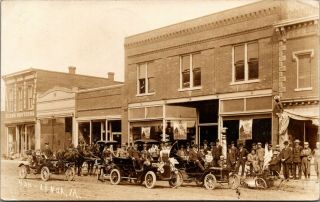 Lenox Iowa Main Street Vintage Autos Cless Bros Hardware Majestic 1914 Rppc