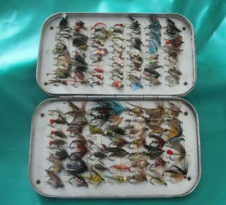 6 " X 3.  1/2 Wheatley Vintage Fly Fishing Box 119 Clips,  119 Trou Flie,  Circ 1960,  S