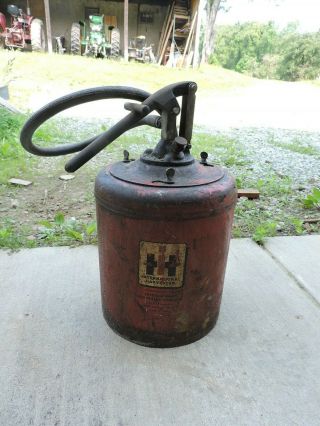 Vintage Ih/international Harvester 5 Gallon Grease Lube Can Bucket W/ Pump (vce)