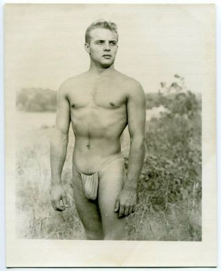 Vintage 1950s 4x5 Spectrum Films Handsome Bodybuilder Johnny Buschard Blond Hunk