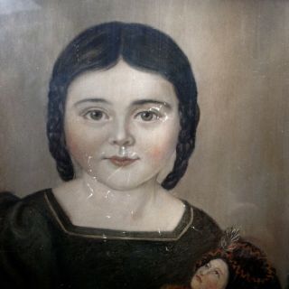 LOUISE 1835 ANTIQUE PORTRAIT MINIATURE NAIVE FOLK ART GIRL IN PLAITS GERMAN DOLL 8