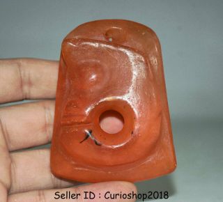 2.  8 " Rare Chinese Hongshan Culture Old Red Crystal Pig Dragon Amulet Pendant
