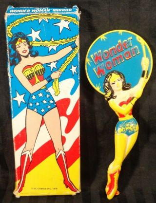Vintage Wonder Woman 7 " Hand Mirror 1978 Avon Dc Comics,  Box Rare Mirror