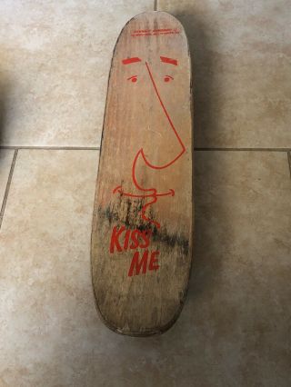 Vintage Sidewalk Surf - Board Wood Skateboard Kiss Me 22 1/4” Nash Mfg Ft Worth