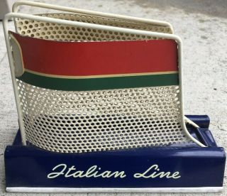 Very Rare S.  S Andrea Doria Era Italia Italian Line Colorful Metal Napkin Holder