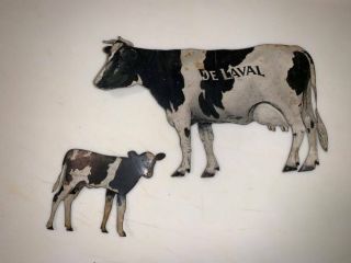 Vintage De Laval Cream Separator Tin Holstein Cow & Calf
