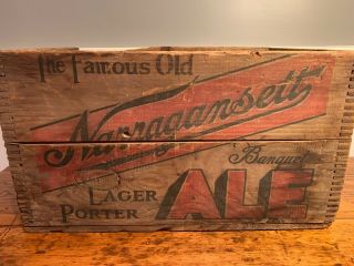 Vintage Narragansett Ale Beer Wood Crate