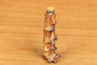 unique chinese old antler hand carved tree trunk statue snuffbottle noble gift 2