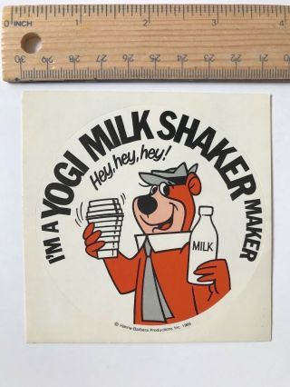 Vintage 1966 Aussie Yogi Bear Milk Shaker Maker Promo Sticker Hanna Barbera Exc