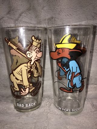 Vintage Pepsi Collector Series Glasses Slow Poke Rodriguez & Sad Sack