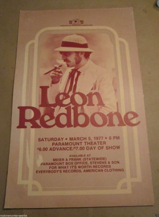 Leon Redbone 1977 Vintage Boxer Style Cardstock Concert Poster