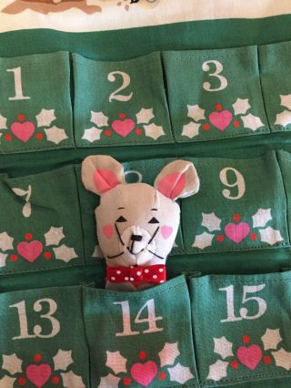 Avon Christmas Countdown Fabric Advent Calendar Complete w/ Mouse Vintage 1987 2