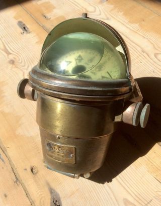 Antique Vintage Bronze Marine Compass 