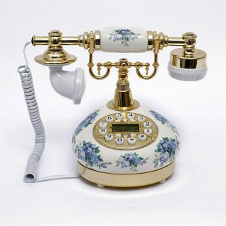 Vintage Antique Retro Rotary Handset Desk White Telephone European Style Decor