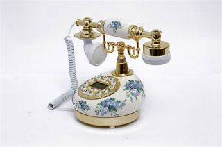 Vintage Antique Retro Rotary Handset Desk White Telephone European Style Decor 2