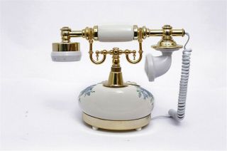 Vintage Antique Retro Rotary Handset Desk White Telephone European Style Decor 3