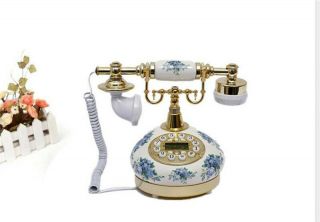 Vintage Antique Retro Rotary Handset Desk White Telephone European Style Decor 5