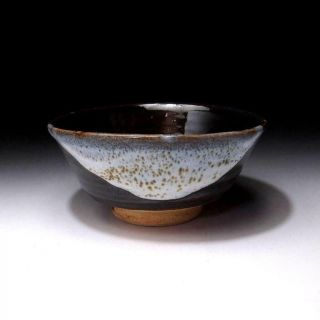 WQ7: Vintage Japanese Pottery Tea bowl,  Seto ware,  Artistic glaze 2