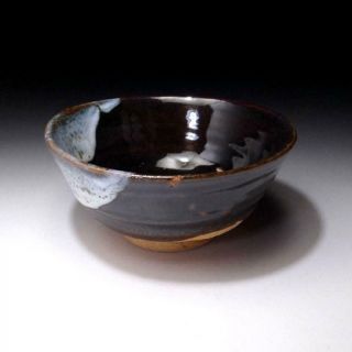 WQ7: Vintage Japanese Pottery Tea bowl,  Seto ware,  Artistic glaze 3