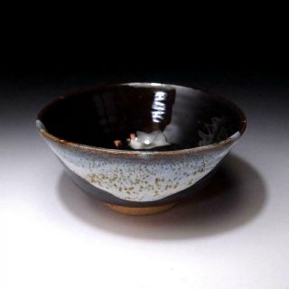 WQ7: Vintage Japanese Pottery Tea bowl,  Seto ware,  Artistic glaze 4