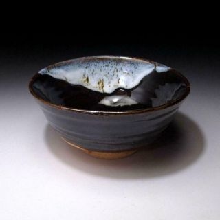 WQ7: Vintage Japanese Pottery Tea bowl,  Seto ware,  Artistic glaze 5