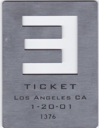 Vintage Eminem Rare Concert Ticket 1/20/01 Santa Monica Slim Shady Brick Mmlp