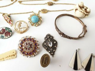Antique & Vintage Mixed Costume Jewellery Jewelry Bundle Joblot Bracelet Pins 8