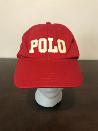 Vintage Polo Ralph Lauren Spell Out Cap Hat Taiwan Red Block Usa Lo Sport Rare