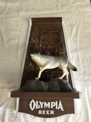Vintage Wolf Olympia Beer Wildlife 3d Bar Pub Plaque Sign
