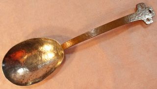 Arts & Crafts Craftsman Mission Style Hammered Serving Spoon Sterling & Copper