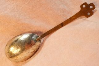 Arts & Crafts Craftsman Mission Style Hammered Serving Spoon Sterling & Copper 2
