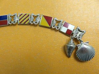 VTG Sterling Silver Enamel NAUTICAL FLAG Bracelet 