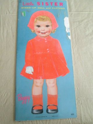 1969 Little Sister Paper Doll - " Peggy " Stand - Up Uncut - James & Johathan Inc.