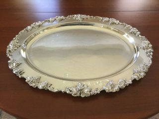 Antique E.  G.  Webster & Sons Silverplate Serving Tray Vines & Grapes 22” X 16”