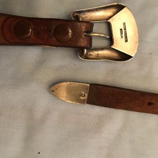 Vintage Hollywood Saddlery Sterling silver Belt buckle,  tip & loop with Belt 3