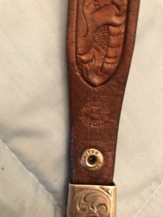 Vintage Hollywood Saddlery Sterling silver Belt buckle,  tip & loop with Belt 5