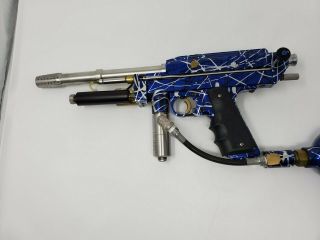 Vintage WGP Autococker Paintball Gun Marker Blue Splash Rare Highly Customized 3