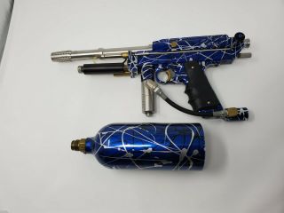 Vintage WGP Autococker Paintball Gun Marker Blue Splash Rare Highly Customized 4