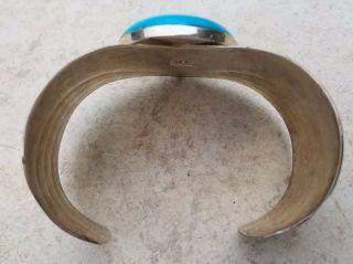 ESTATE STERLING SILVER TURQUOISE CUFF BRACELET 7 