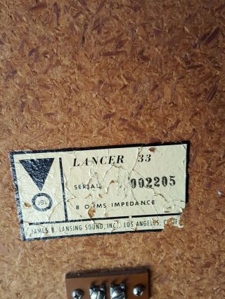 Vintage JBL 8 Inch LE8 8 Ohm Speakers.  Lancer 33 Circa 1962. 3