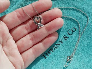 Vintage Tiffany & Co Paloma Picasso Loving Heart Pendant Necklace 16 Inch 3