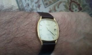 Vintage Tissot Stylist Swiss Quartz Gold Plated Mens Watch With Date Battery